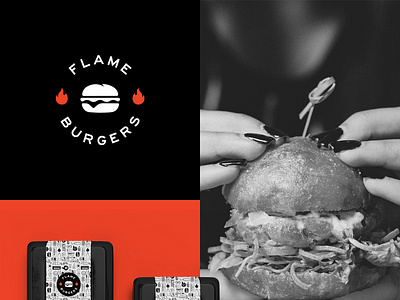 Flame Burgers brand identity burger burgers fast food fire flame logo logo design modern restaurant visual identity