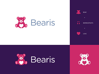 Love Bear abstract animal animals bear berries children heart kid kids logo logo design love negative space pet pets