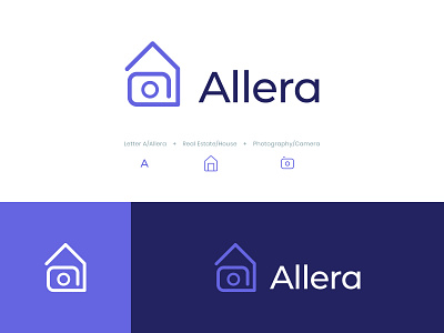 Real Estate Photography abstract brand identity camera house letter a line style logo logo design photography purple real estate real estate agency real estate agent visual identity