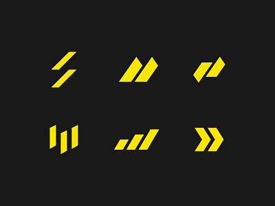 Motion Logos abstract brand brand identity branding energy flow geometric letter m logo motion movement performance sport sports supplement thunder yellow