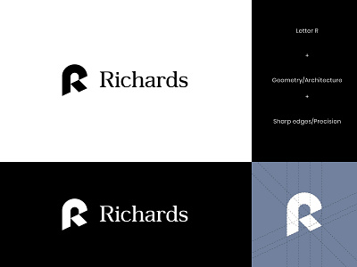 Richards Architecture Logo 2 abstract architect architects architectural architecture brand identity geometric geometry letter letter r logo logo design modern visual identity