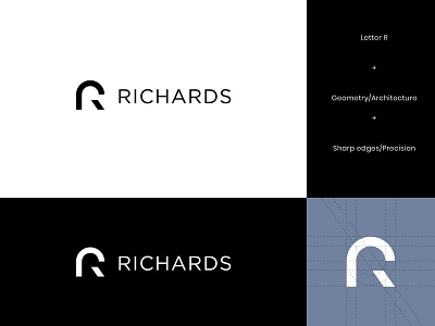 Richards Architecture Logo Design abstract architect architects architectural architecture brand identity geometric geometry letter letter r logo logo design modern visual identity