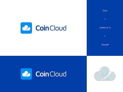 Coin Cloud Logo abstract abstract logo atm blockchain blockchain logo blue logo brand identity cash cloud clouds coin coins crypto crypto logo letter c logo logo design modern visual identity