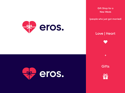 Eros Logo abstract brand identity eros gift gifts heart heart logo logo logo design love love logo modern red shop smart wedding weds