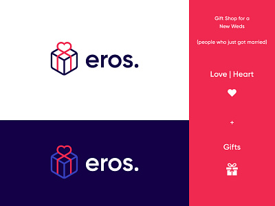Love Box Logo Eros abstract brand identity eros gift gifts heart heart logo logo logo design love love logo modern red shop smart wedding weds