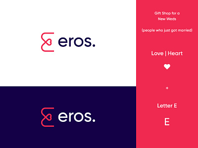 Eros Logo Design abstract brand identity eros gift gifts heart heart logo logo logo design love love logo modern red shop smart wedding weds