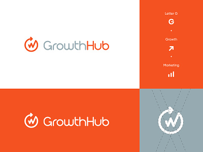 Growth Hub Logo abstract arrow brand identity finance grow growth hub letter g letter logo logo logo design marketing modern success upward