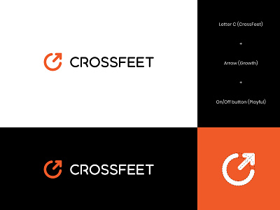CrossFeet Logo Concept 2 abstract bold brand identity crossfit energetic growth gym improvement letter letter c letter logo logo logo design modern performance playful socks socks logo wordmark