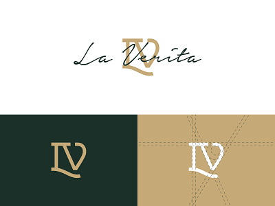 La Verita Logo Concept 1 brand identity feminine hair handwritten letter letterform letters logo logo design modern modern logo monogram salon script logo verita visual identity