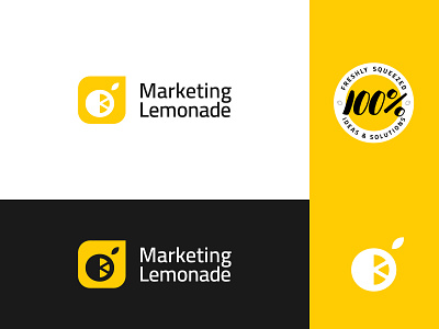 Marketing Lemonade 3 abstract brand identity branding juicy lemon lemon logo lemonade logo logo design marketing marketing logo modern visual identity yellow yellow logo