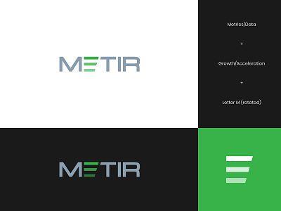 Metir Logo 1 abstract analytics brand identity branding data data logo gauge green logo logo design metrics metrics logo modern statistics statistics logo stats visual identity