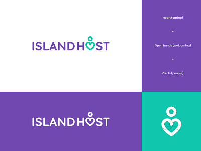 Island Host Logo abstract brand identity caring carribean concierge empathy fun happy heart host island logo logo design modern relax summer