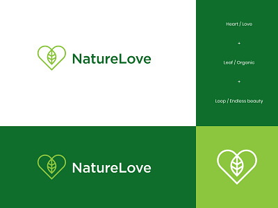 Nature Love Logo brandidentity eco green heart leaf logo logodesign love natural nature organic organiclogo snacks visualidentity