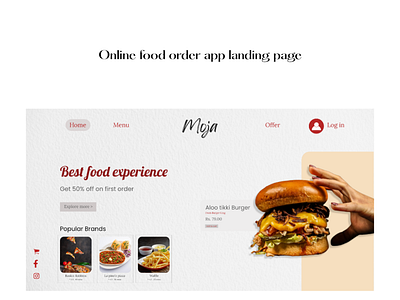 Online food order landing page- Daily UI 003 #DailyUI dailyui design graphic design illustration ui