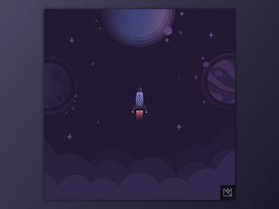 ESCAPE design galaxy illustration rocket skyfall