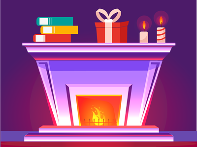 New Year's illustration adobe illustrator books candles christmas color design fireplace graphic design illustration new years new years illustration