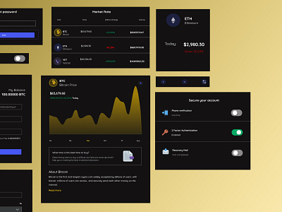 Screens for a crypto app. design ui