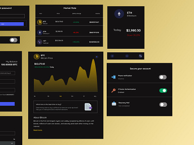 Screens for a crypto app.