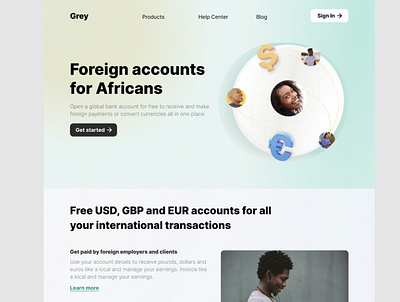 A replica of Grey finance website ui