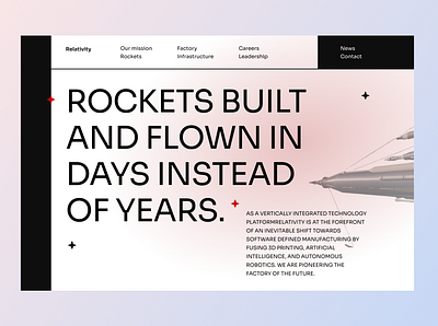 A replicated Space themed landing page for Rockets design typography ui