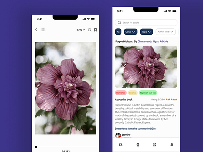 Screens for a book community app (CASE STUDY) app design ui ux