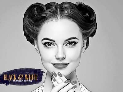 Black & White Painting Photoshop Action photo effect sketching