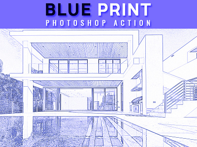Blue print Photoshop Action sketching