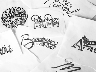 Hand lettered farm names farms hand lettering hand type illustration kansas city lettering sketch typography