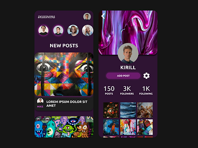 Social network for designers | Figma 3d animation branding designers graphic design logo motion graphics purple social network social network for designers ui