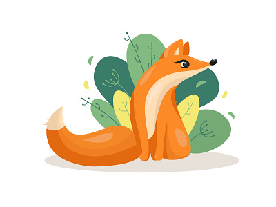 Wild little fox animals cartoon cute forest fox ginger graphic design illustration orange plant pup vector wild