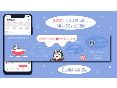 Seamless Instagram carousel for the grooming salon branding cute design dog graphic design grooming illustration illustrator pet petshop salon vector