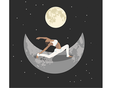 MOON YOGA abodeillutrator adobe asana cosmic cute design graphic design illustration illustrator karma moon space vector yoga