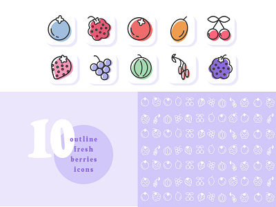 Outline vector berries icons