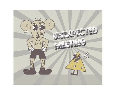 Unexpected meeting adobe cheese cute design graphic design grunge illustration illustrator meeting mouse oldschool oldstyle omg style unexpected vector vintage