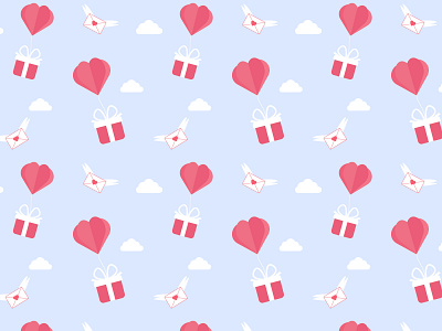 Cute pattern with gift and hearts