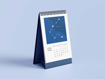 Vector Calendar 2023 design / Aquarius / February