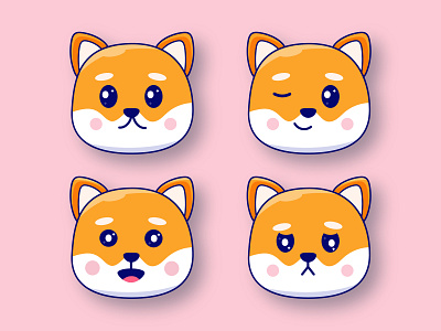 Akita character sticker set / Adobe Illustrator