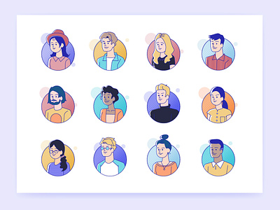A set of avatars avatar character design flat head icons illustration vector