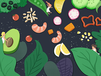 have fun with salad cute design flat food healthy illustration salad vegetables