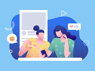 Social network character flat illustration mobile people social network