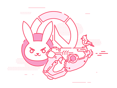 Overwatch bird blizzard bunny flat gaming gun icon illustration overwatch vector video game weapon
