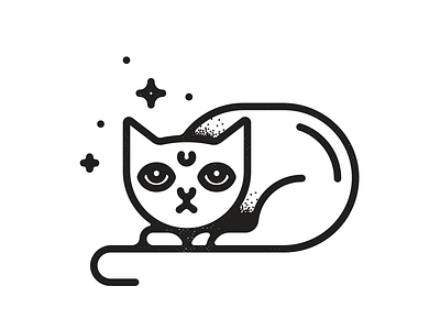 My cat, Bones cat icon illustration line moon occult stipple texture