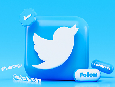 Twitter-3D-icon-concept 3d graphic design icon logo ui