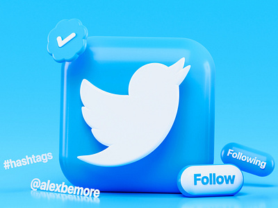 Twitter-3D-icon-concept