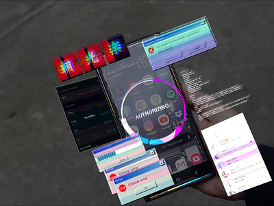 Glitch AR pt2 animation app ar cybrerpunk glitch glitch art icons mockup motion tech ui ux virus