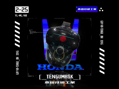 Honda Tengu Mask cyberpunk cyberpunk 2077 future glitch glitchy honda interface japan logo mask motion screen tengu ui virtual reality visor