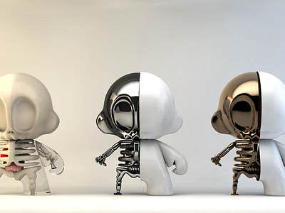 Brass Skull Monkeys #2 animation c4d cinema 4d monkeys brass motion graphics munny skeleton skull