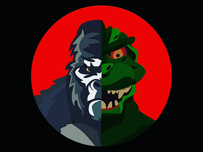 King vs God characters dinosaurs godzilla gorilla illustration king kong kong versus