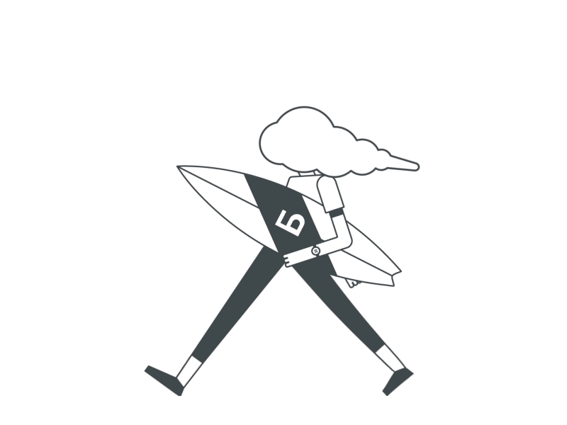 Cloud Surfer animation character cloud dude illustration surf surfing walk cycle walking