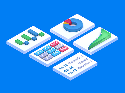 Isometric Overview app charts enterprise finance financials geometric graphs interface isometric software technology